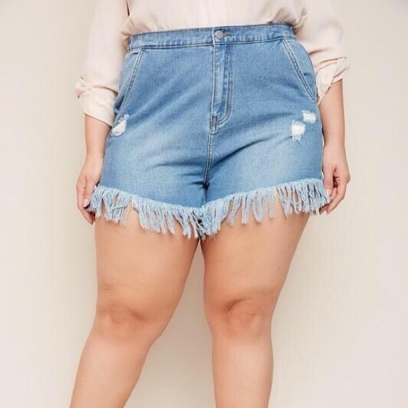 plus size denim shorts high waist